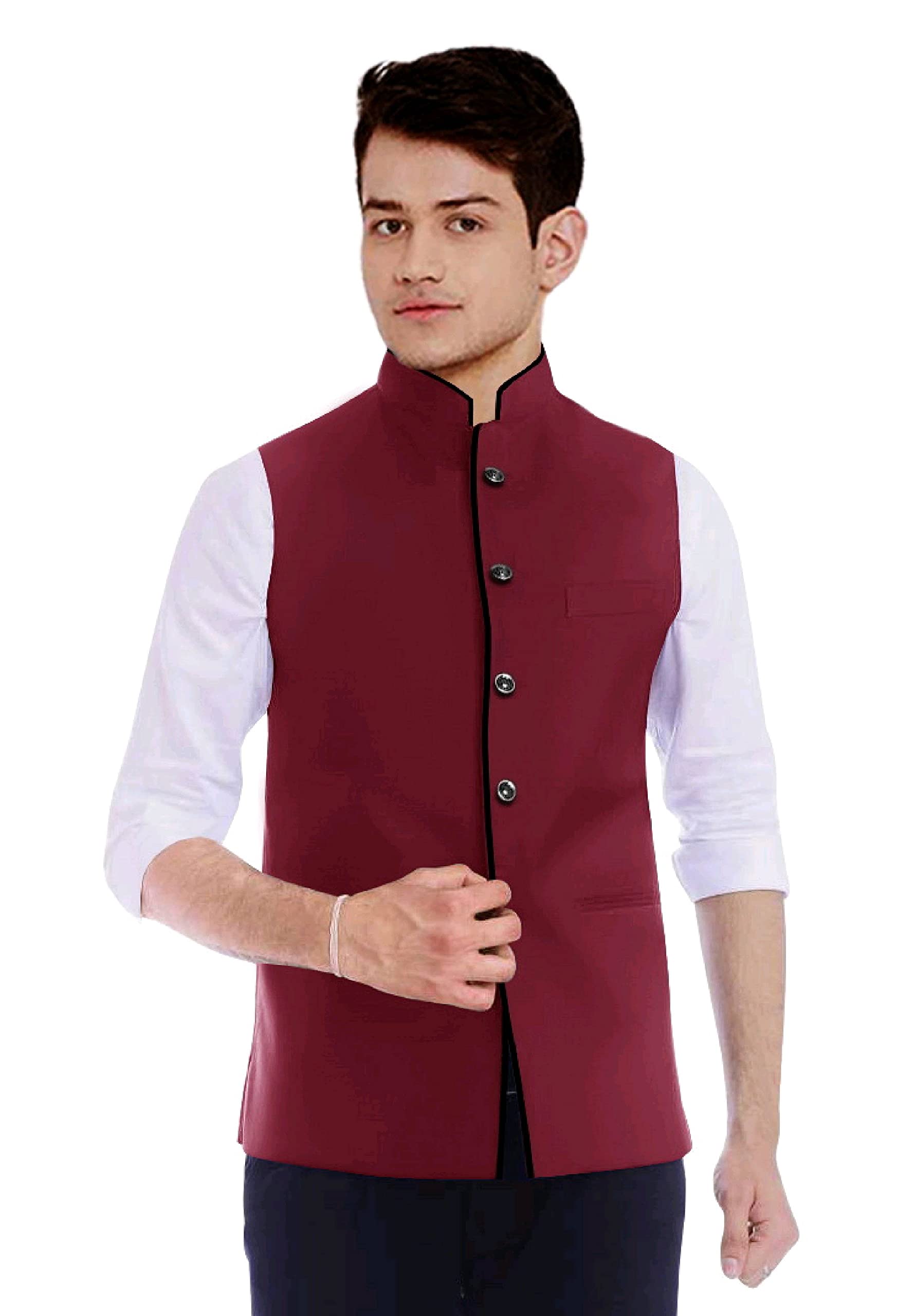 os jeans OS Men's Regular fit Slub fabir Ethnic Nerhu Jacket Waistcoat s (S TO 3XL)-picture-18