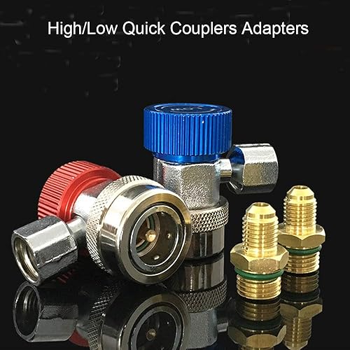 Miniatura 4 de Youngine Adaptador R134A ajustable, Juego de adaptadores de conector de acoplador rápido para aire acondicionado, kit de conversión de aire
