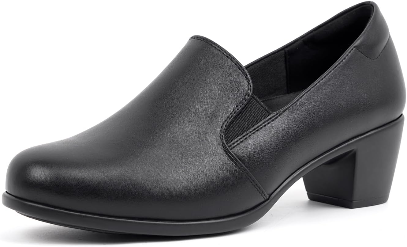 VJH confort Women’s Heeled Shoes, Comfortable Elastic Low Block Chunky Heels Pumps