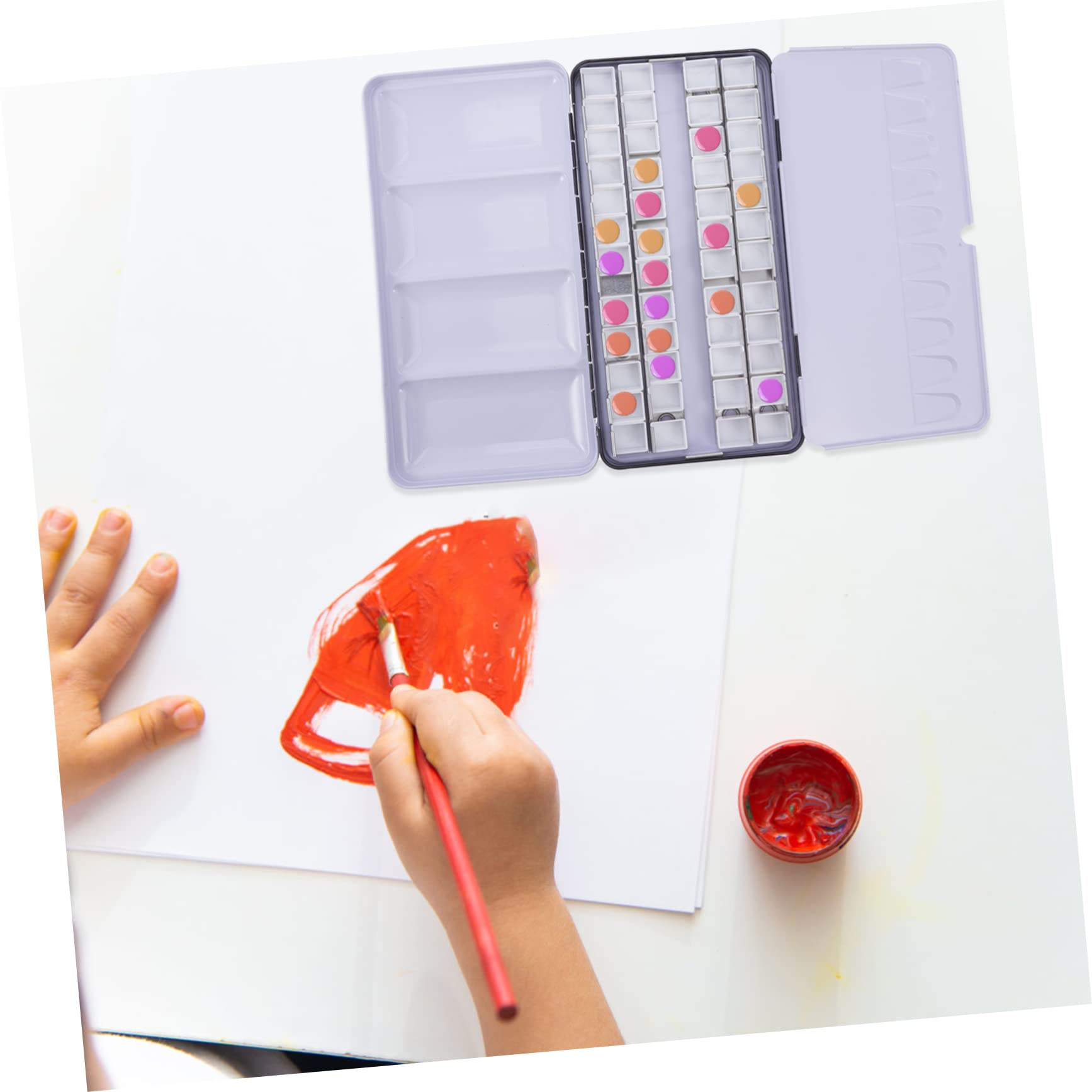 Boîte à Pigments Remplissable en Fer Noir, Coffret Aquarelle Pliable