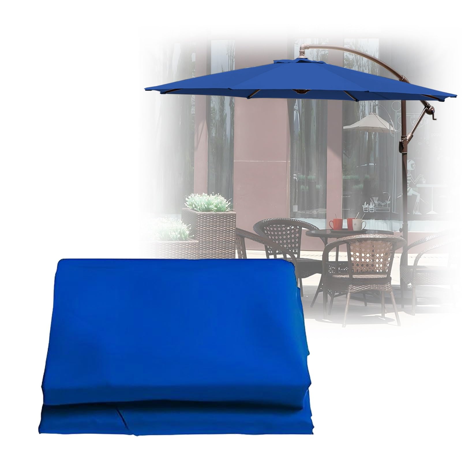 ESOYAWE Garden Parasol Covers Replacement Parasol Canopy, 6 Ribs 8 Ribs Patio Umbrella Replacement Canopy, Waterproof UV Protection Outdoor Parasol Fabric Replacement (Canopy Only)