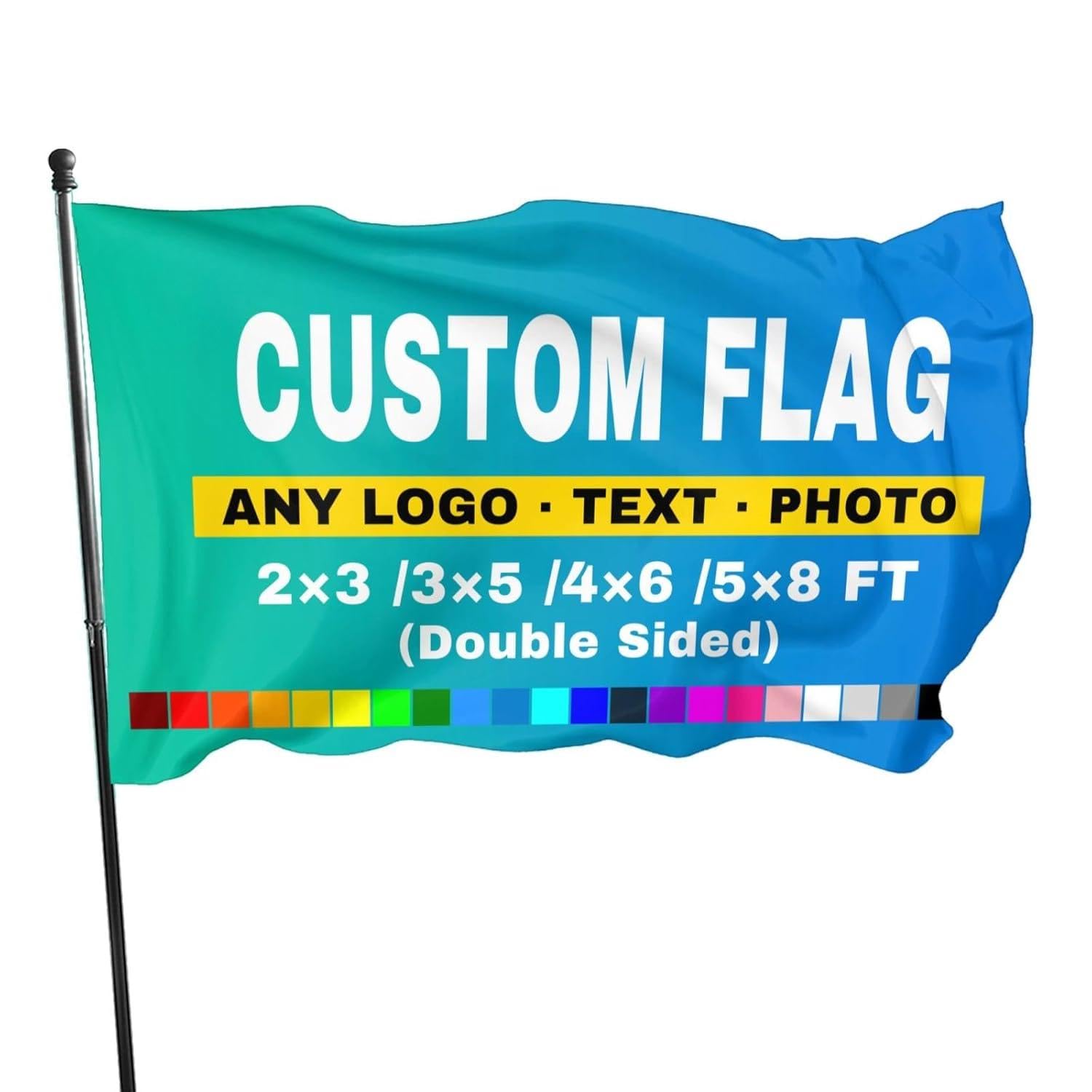 HWFOI Personalised Flags,Custom Flag 5x8 FT Design Your Own Banner with Photo/Logo/Text, Ideal for Outdoor Events, Garden Parties, and Team Celebrations- Single Sided