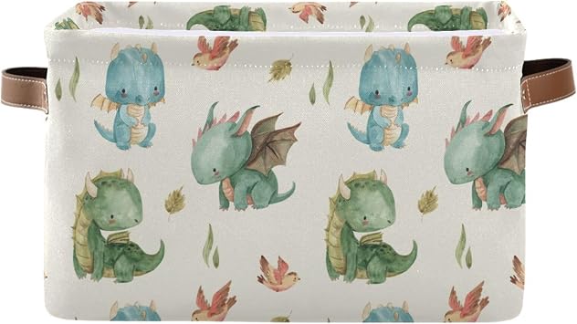 Watercolor Dragon Storage Baskets Foldable Fabric Baskets Large Storage Bins for Organizing Shelves Closet Home, Decorate Your Rooms