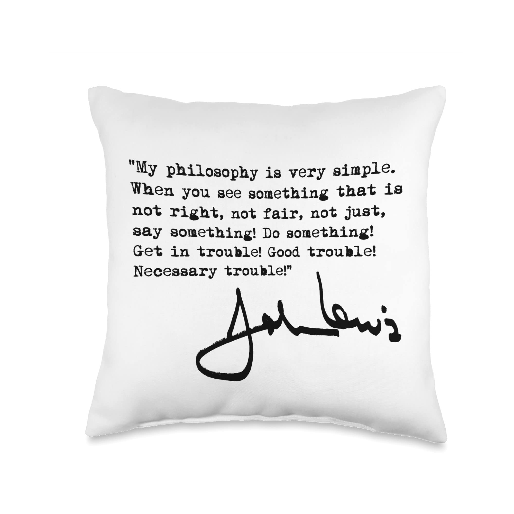 Civil Rights Icons John Lewis-Get in Trouble (Black) Throw Pillow, 16x16, Multicolor