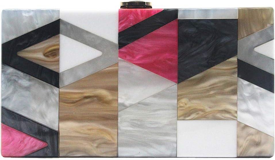 DirmmisNew Wallet Brand Fashion Women Bag Acrylic Purse Geometric Evening Bag Patchwork Handbag Party Clutches