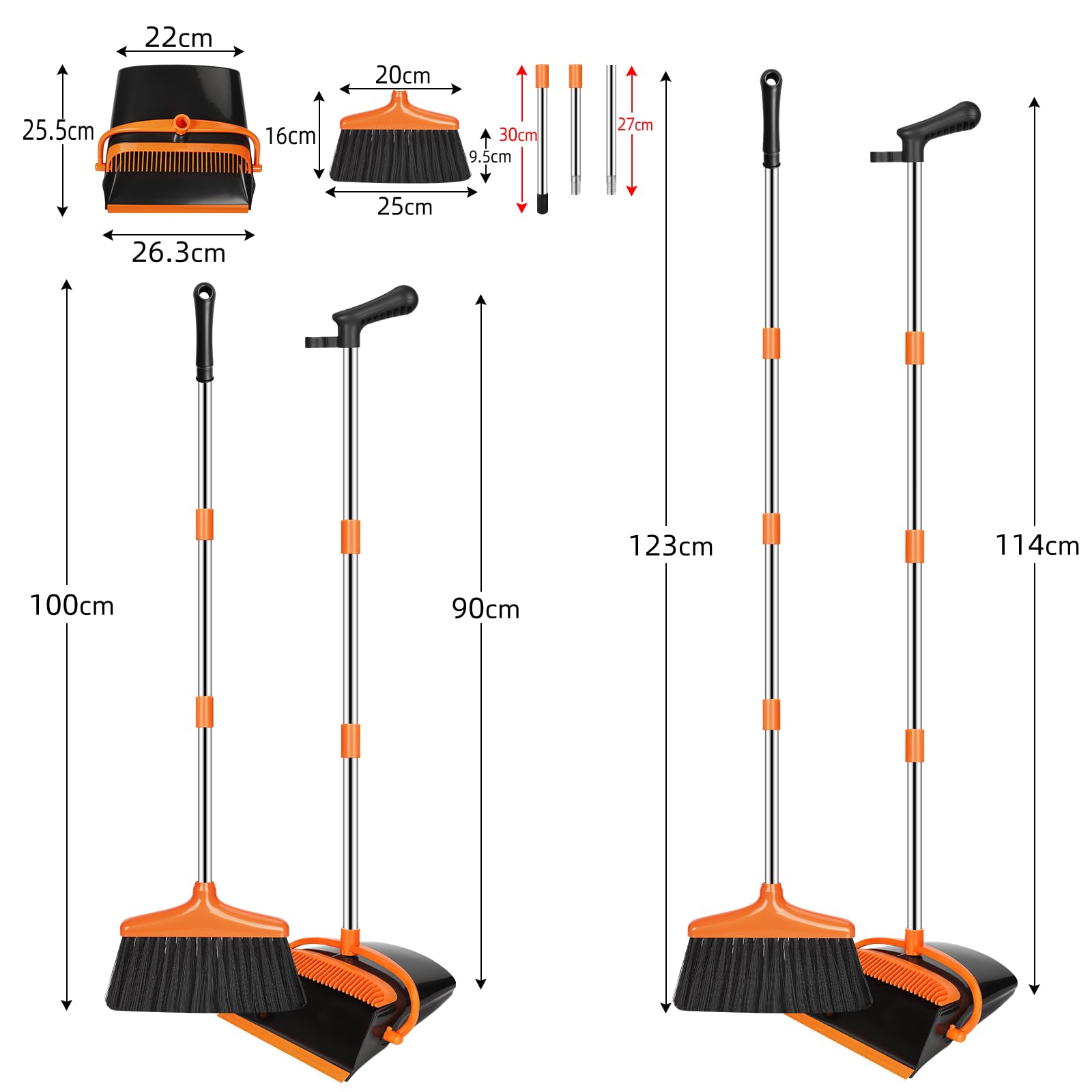 Set Scopa e Paletta Con Manico Lungo da 115 CM