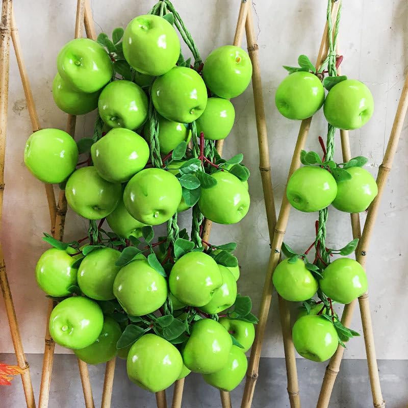 Artificial Fruits Pack Fruit Kebabs, Fake Fruit Set Foam Fruit for Decor, Decorative Fruit for Home Party Vase Fillers Photography Props (Green Apple,10pcs)