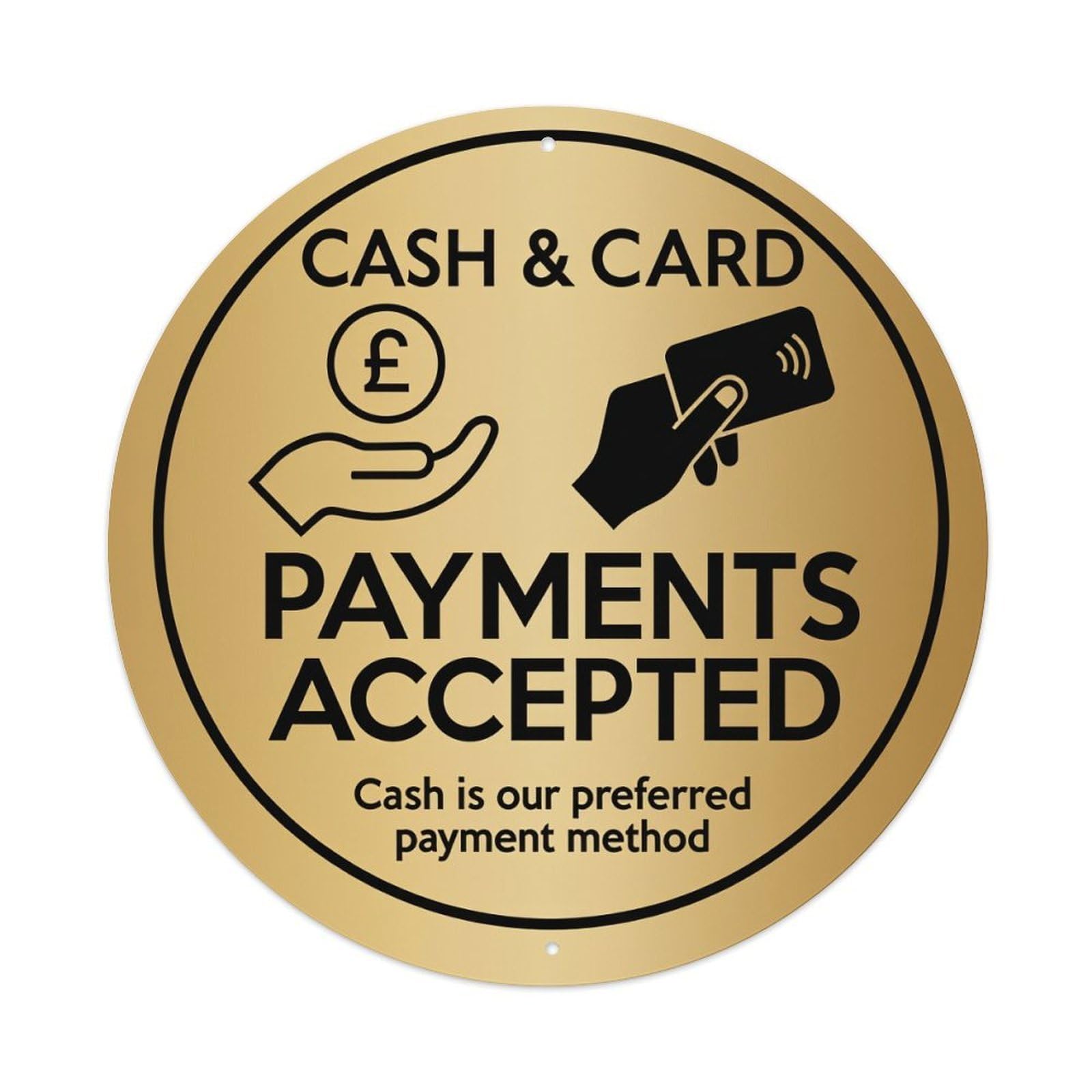 Cash And Card Payments Accepted Round Tin Sign Vintage Metal Poster, Home Bar Garage Man Cave Cafe Indoor & Outdoor Wall Decoration 8x8Inches
