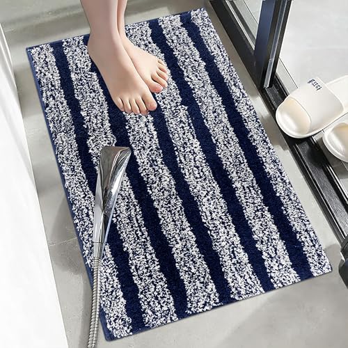 Image of RD TREND Microfiber Anti-Slip Door Mat for Entrance 60x90 cm | Anti-Skid, Quick Dry & Washable | Soft Absorbent Floor Mat for Bedroom, Home, Office & Kitchen (Navy Snow White)