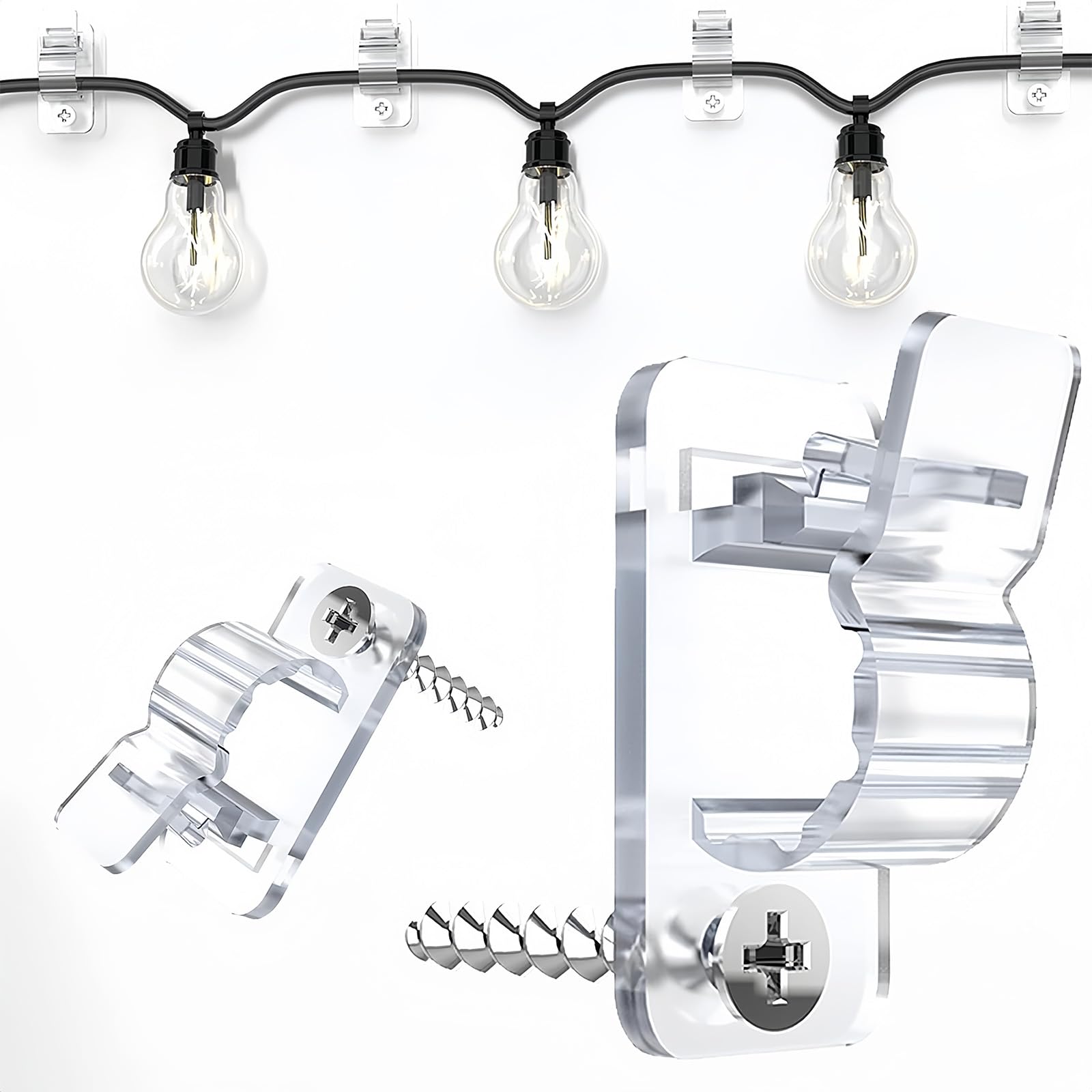 Clips for gestión de cables con tornillos | Clips for cables negros y transparentes con tornillos for uso prolongado y asegurar varios cables(Clear)