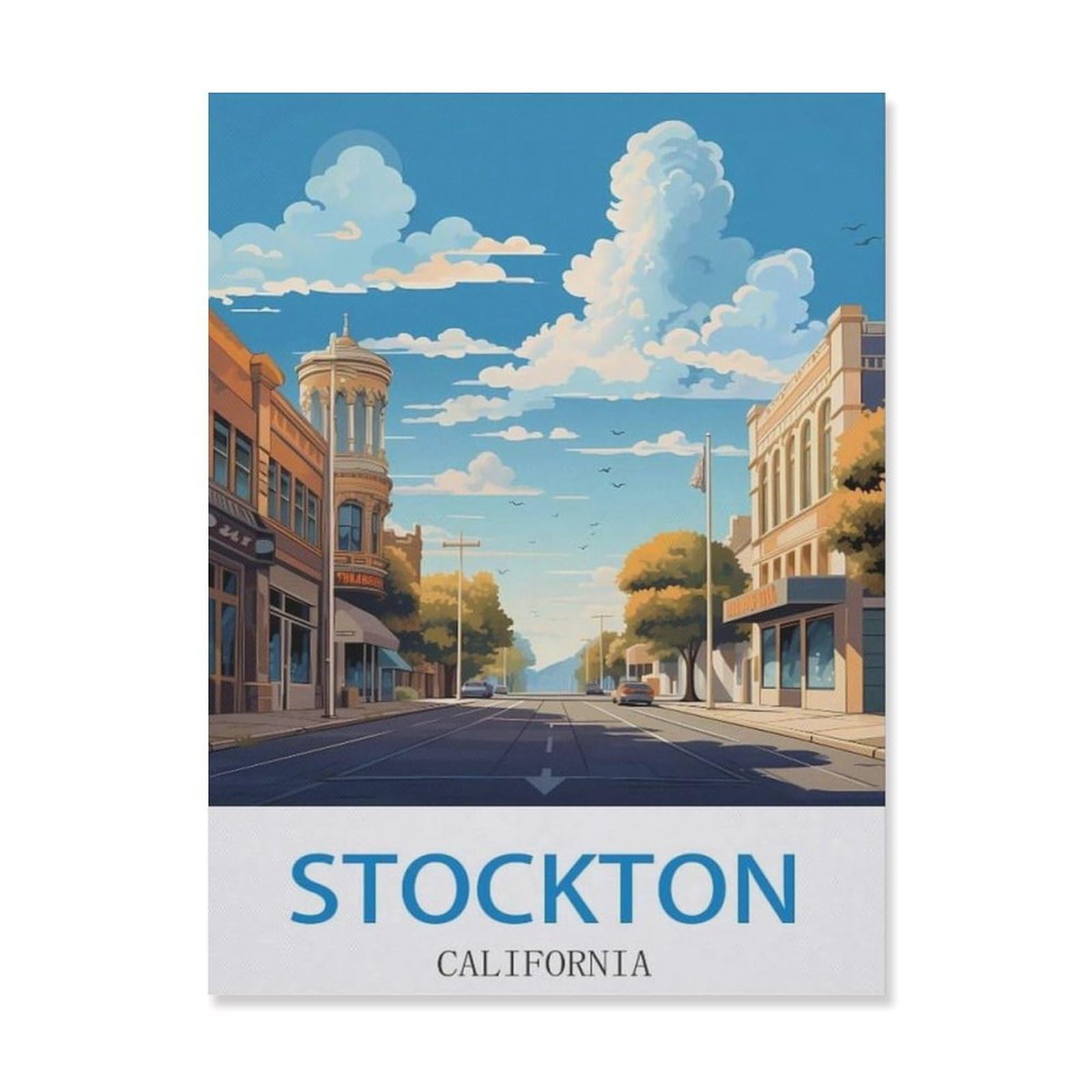 Metal Tin Sign，Stockton California，Tin Sign Vintage Bar Kitchen Garage Cave Home Wall Funny Decor Retro Tin Sign(15x30cm）6x12 inch-EG36