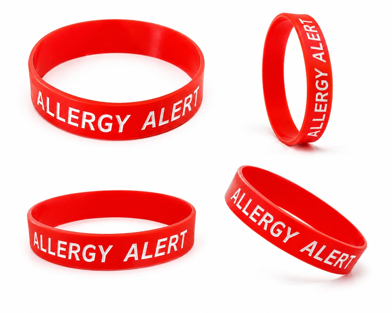 Allergy Alert Wristband, Red, Medical Identification Band for Allergy Awareness (10)