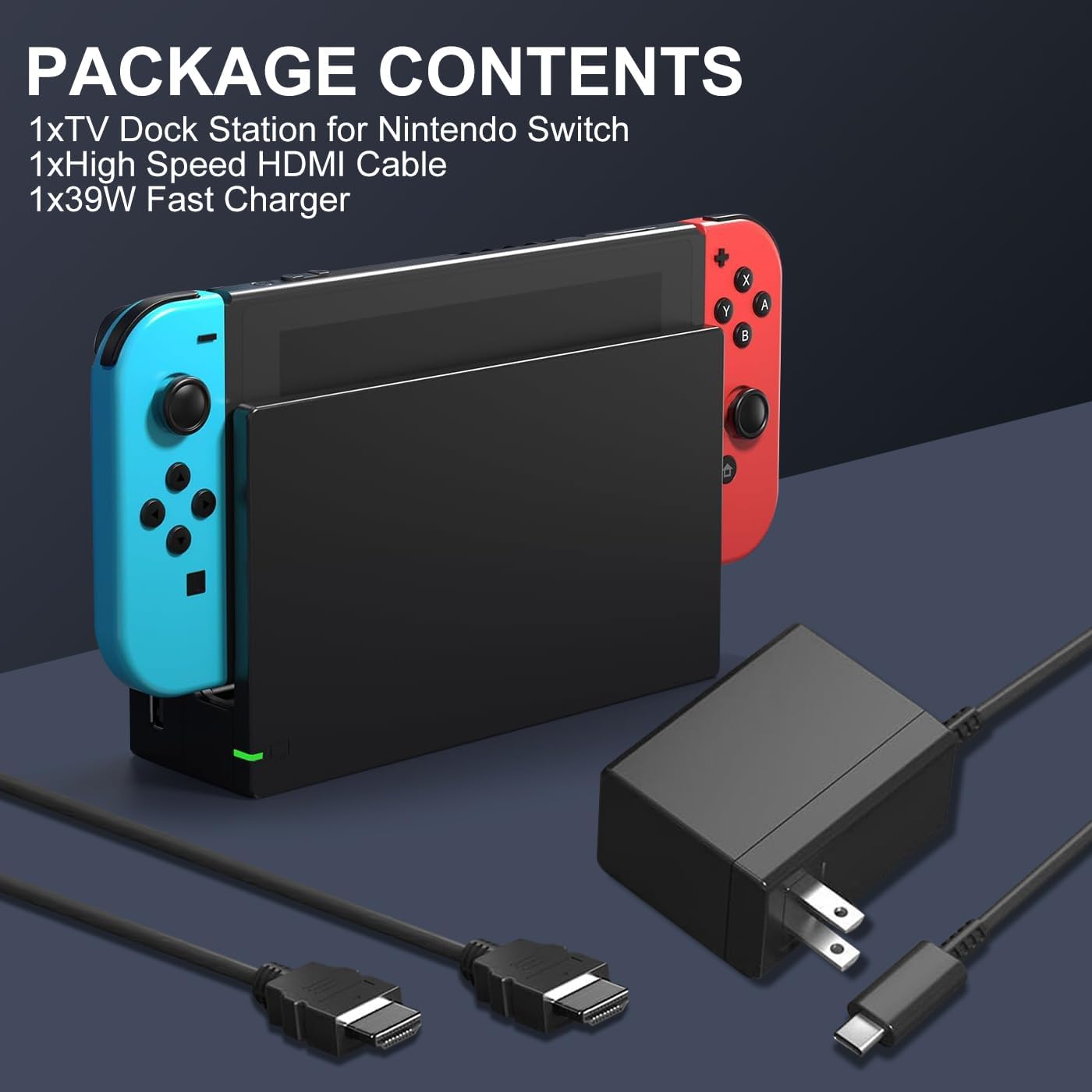 TV Dock Station for Switch, Replacement 3 in 1 Switch TV Docking Station Set with Original IC Module, AC Charger, 1080P HDMI Cable Accessories for Switch Console - Image 6