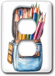 3dRose Colored Pencils In A Pencil Holder Illustration - Light Switch Covers (lsp-383661-6)