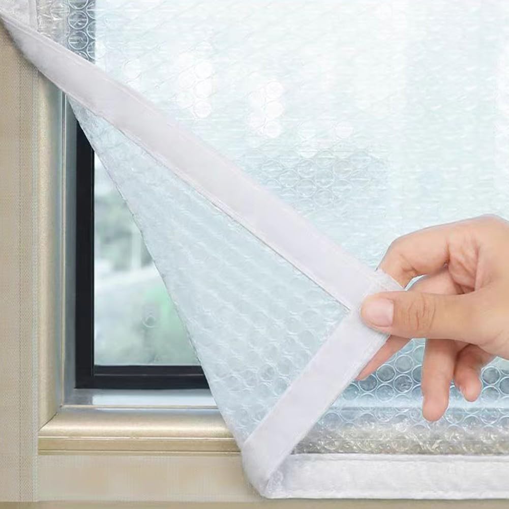 Winddichte Wärmedämmfolie, wiederverwendbar, Fensterisolierung, transparent, Winter, hält warm, hitzeblockierend, UV-Schutz, Verglasung, Isolierfolie, Fenster-Isolier-Kit (120 x 160 cm)