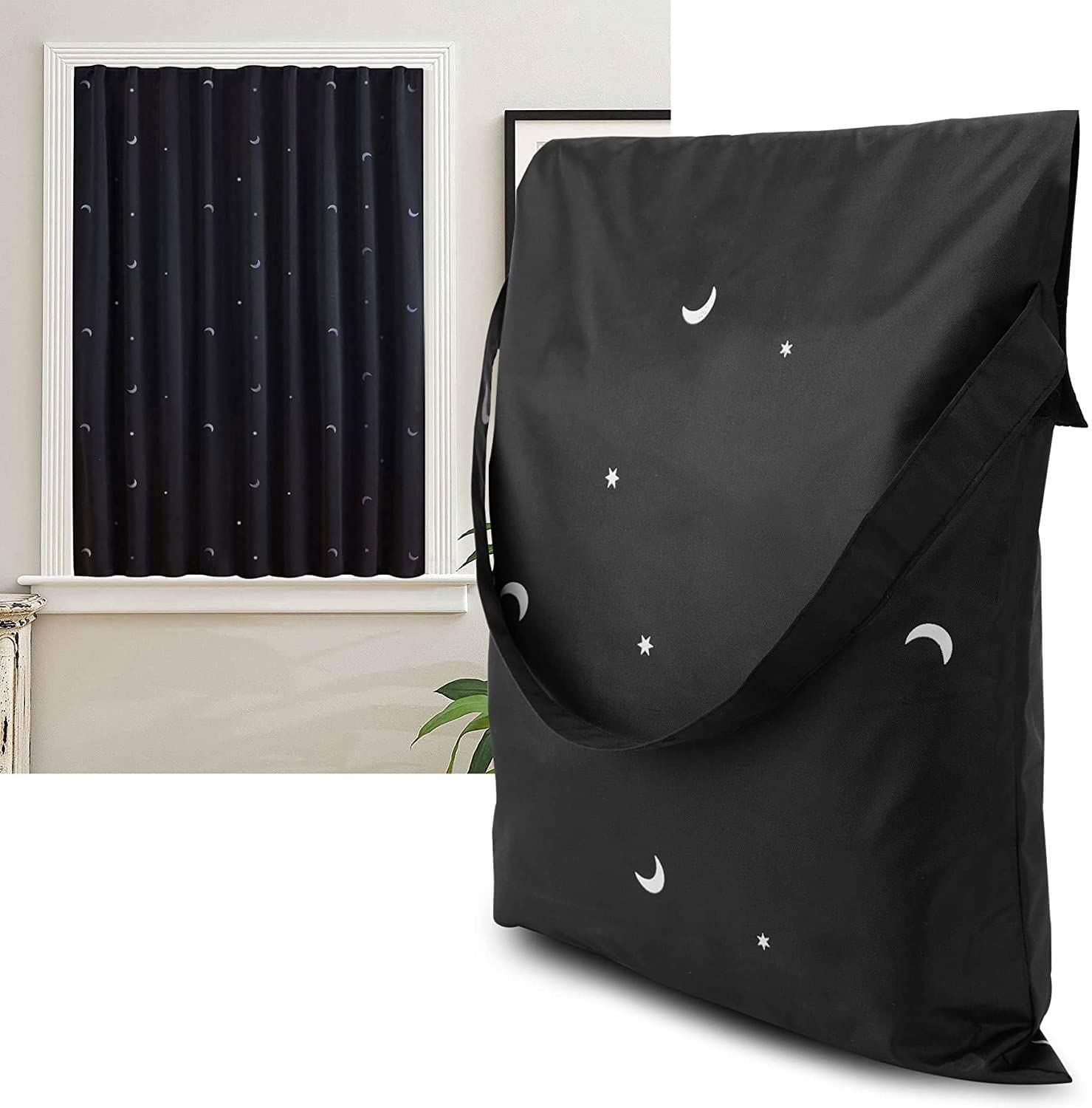 Caecus Travel (Moon & Stars) Blackout Blinds (130cmx200cm) Black