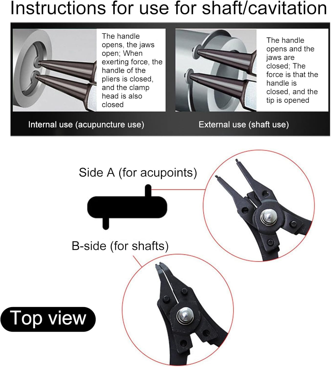 AEE® 4’ü 1 Arada Çok Fonksiyonlu Segman Pensesi Seti – İç & Dış Segmanlar İçin, 45° / 90° / 180° Değiştirilebilir Uçlu, Yaylı Halka Pensesi, Plastik Saplı