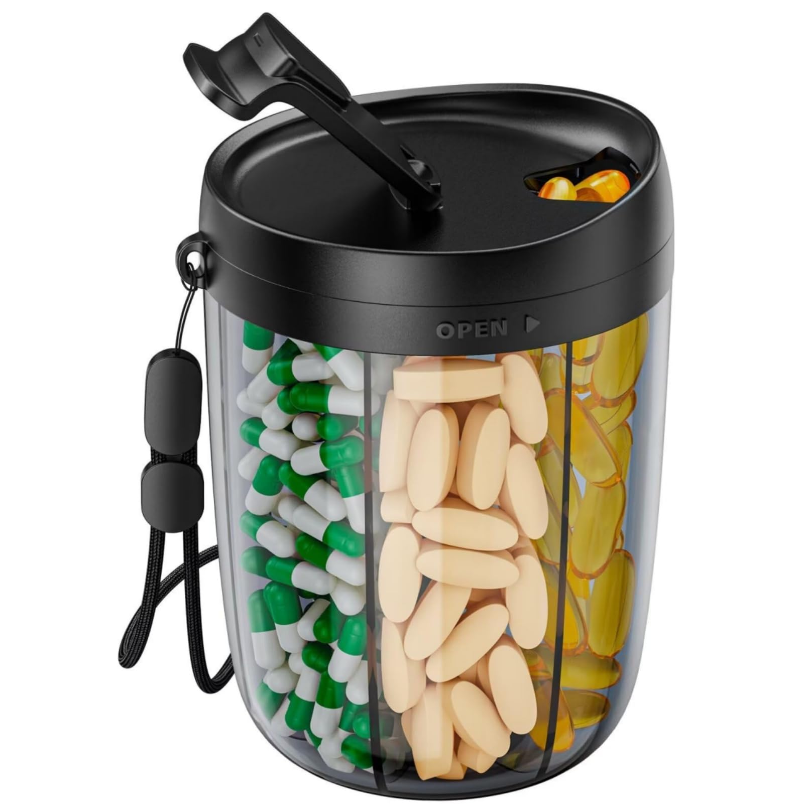 Large Pill Bottle Organizer, Supplement Organizer for Holding 6 Various Vitamins, Pill Box Case with Anti-Mixing & Wide Opening Design, Easy to Retrieve Meds-image-32