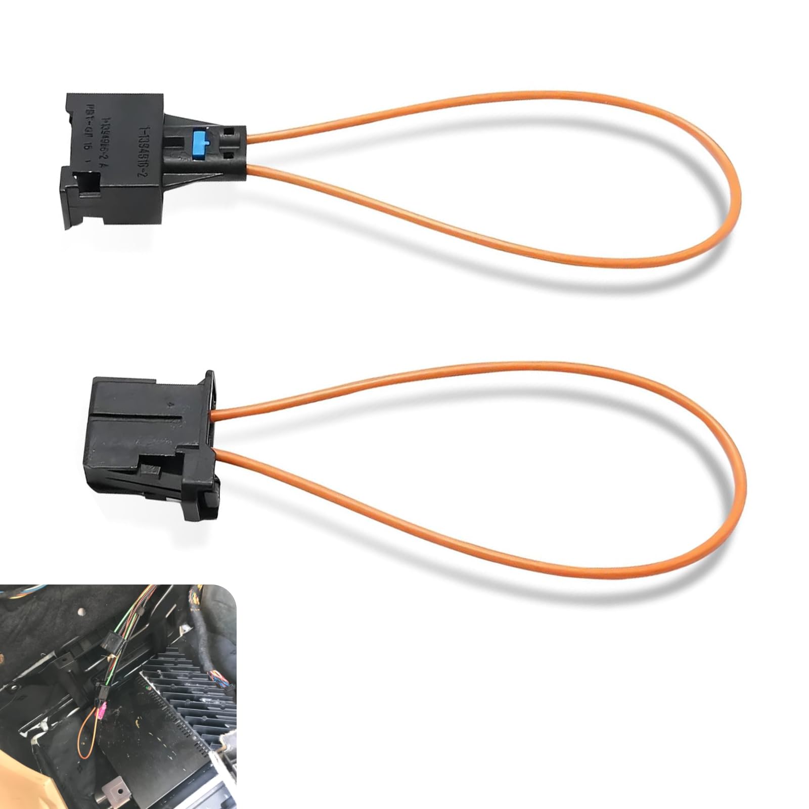 Sodcay 2 PCS Car Fiber Optic Loop, Fiber Optic Short Circuit Test Loop Diagnostic Equipment Tool Male Female Adapter, Fiber Optic Bypass Audio Test Loop, Universal for Most Cars (Black & Orange)
