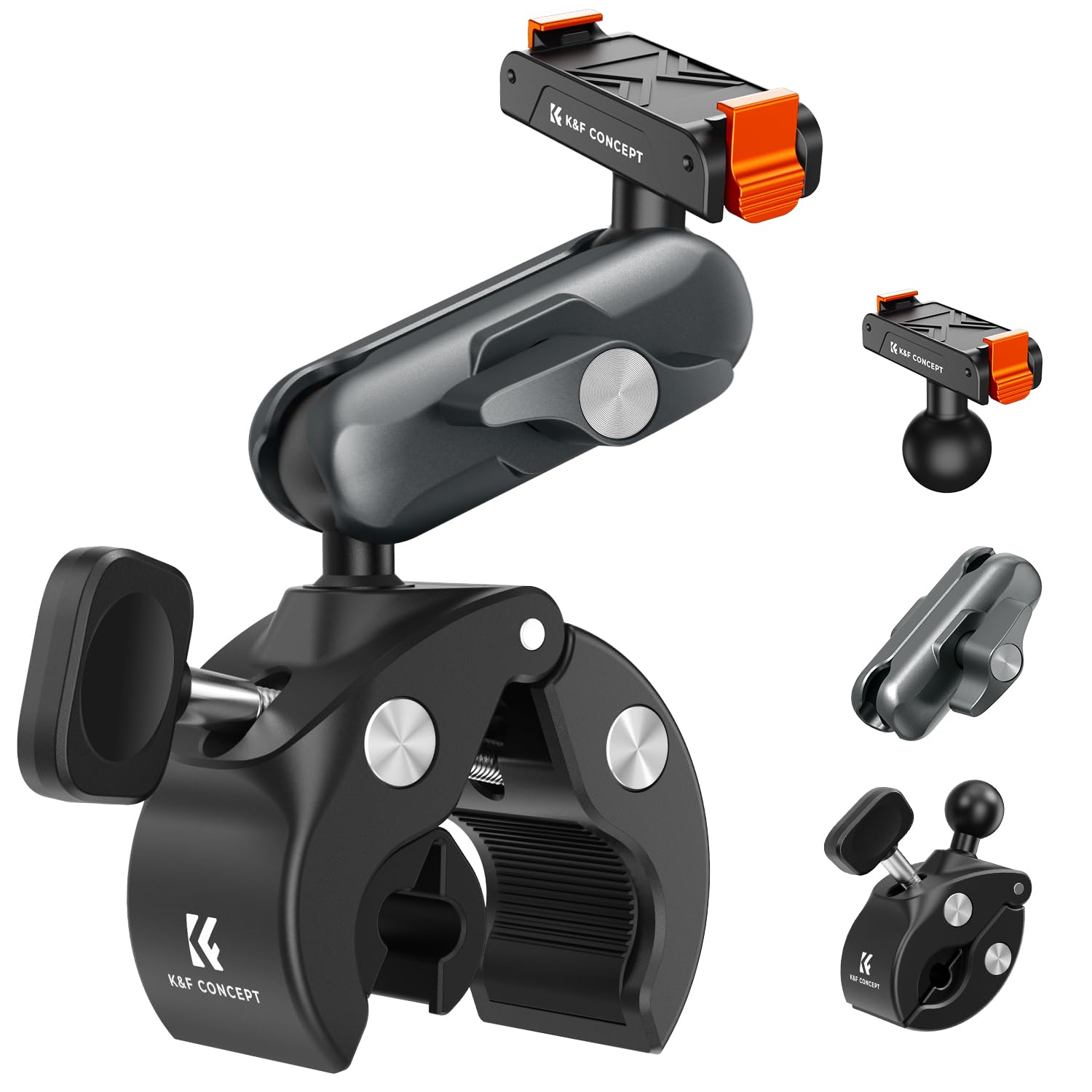 K&F CONCEPT Bike Handlebar Mount with Magnetic Mount, Super Clamp Camera Mount with Quick Release Design, Bicycle Motorcycle Mount Compatible with Osmo Action 5 Pro/4/3 Osmo 360 - 3