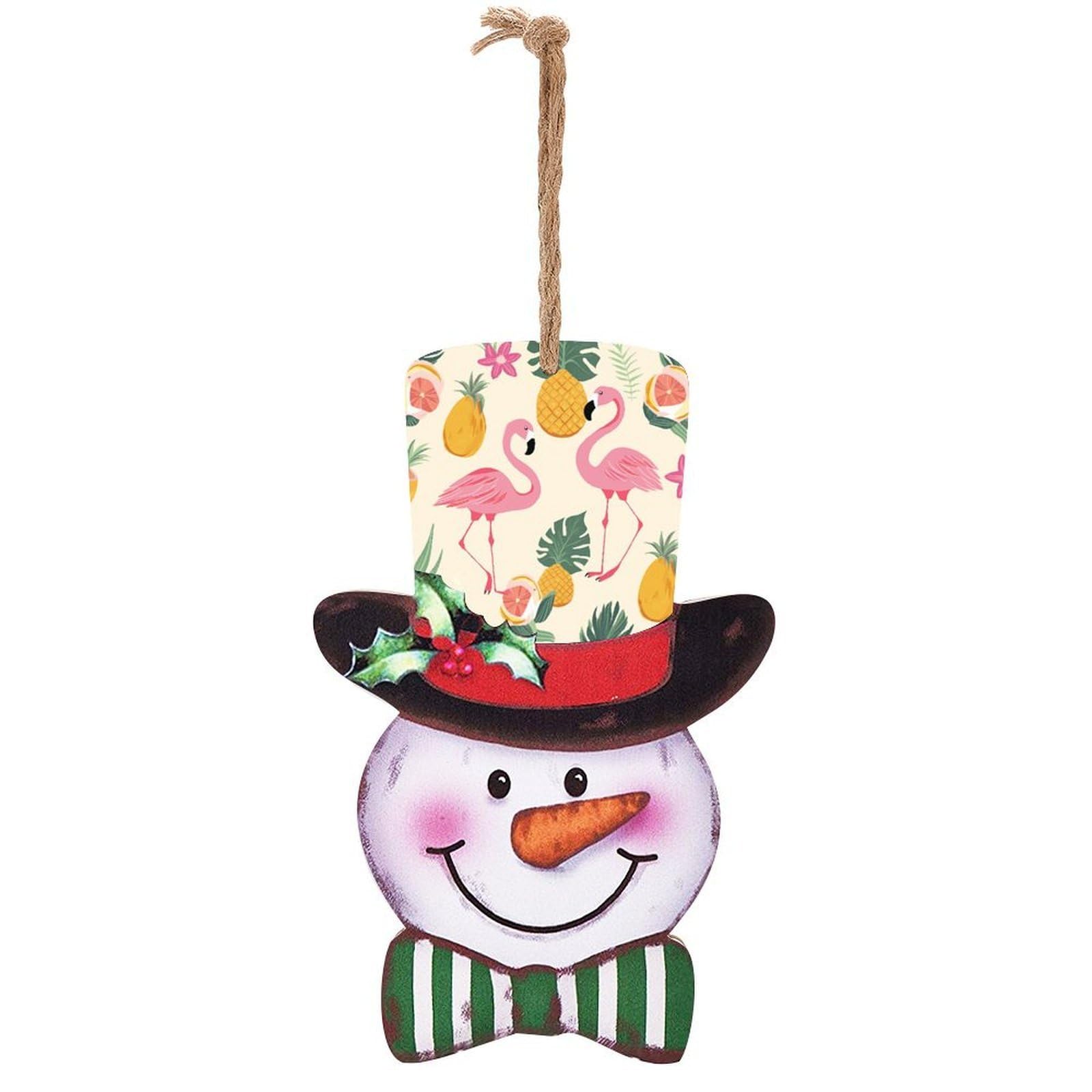 Flamingos And Pineapples Snowman Decor Christmas Snowmans Hanging Decors Wooden Exquisite Holiday Decoration Sign for Home Window Wall Farmhouse Indoor Outdoo