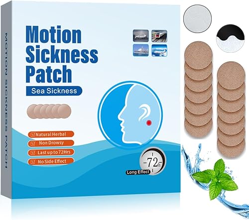 Parches de mareo por movimiento para crucero, 14 unidades, parches de movimiento y mareo que no producen somnolencia detrás de la oreja para adultos