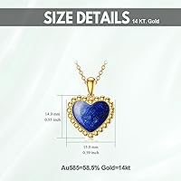 Vista 5 de Collar de oro macizo de 14 quilates, turquesa, lapislázuli, oro amarillo de 14 quilates, dije de piedras preciosas en forma de corazón, joyería