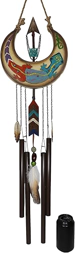 Miniatura 6 de Ebros Gift Southwest Western Tribal Native Boho Chic Gecko Lizard caprichoso en luna creciente con flecha atrapasueños pluma campanilla de viento