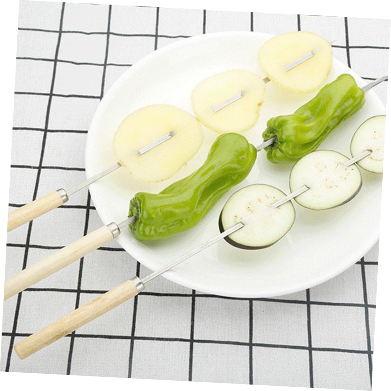 BCOATH 50pcs Bbq Accessories for Grilling Wide Skewers Stainless Steel Forks Corn Barbecue Forks Grill Tools