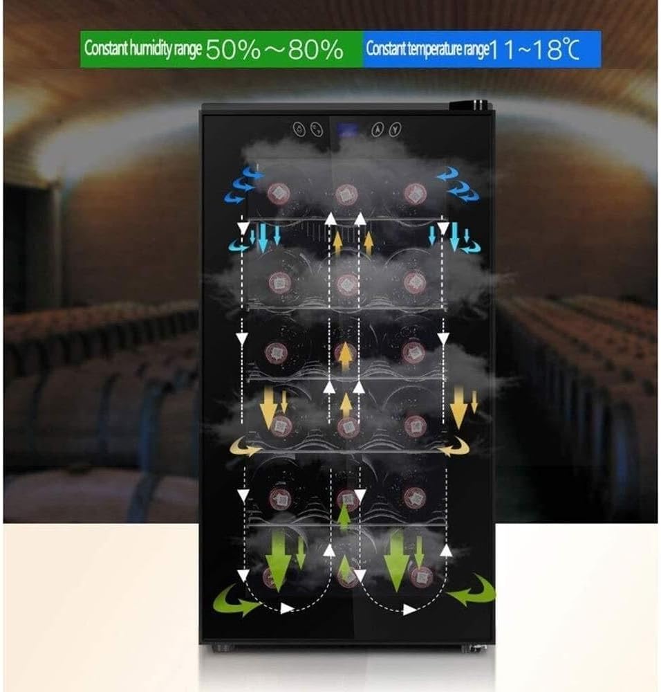 18-Bottle Thermoelectric Wine Cooler, Constant Temperature Humidity Control, Silent Operation, Double-Layer Tempered Glass Door, Touch Panel
