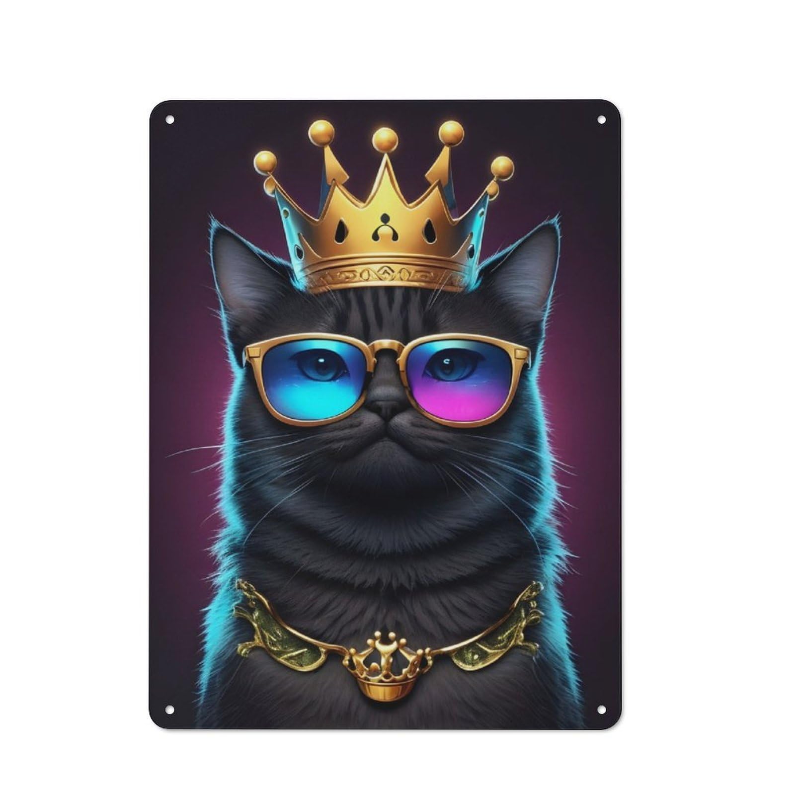 Junmoney Black Cat Character Metal Wall Decor 40X30cm, Vintage Metal Sign For Home, Shop, Pub Or Studio Wall