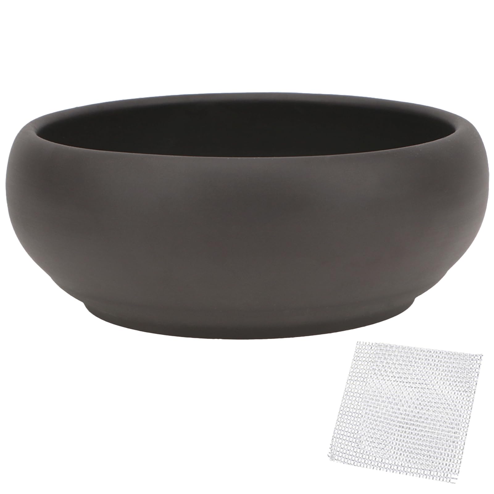 Happy Bonsai Pot 6" Unglazed Round Ceramic Succulent Planter + Drainage Screen