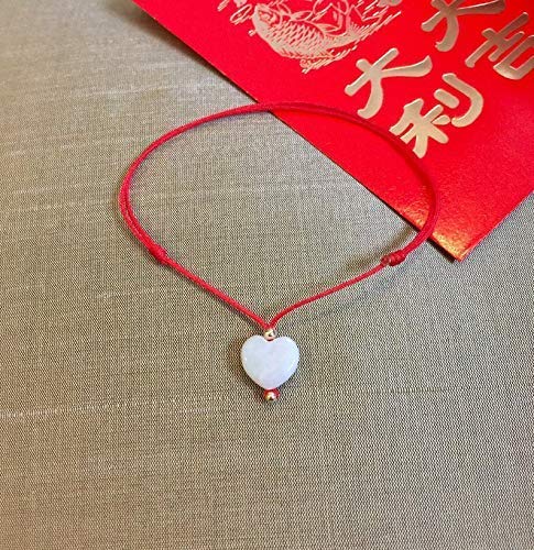 Jade Heart Bracelet, Good luck red cord bracelet, red string of fate, Love Bracelet, Forever Bracelet, Red String Amulet, Bracelet for mom.