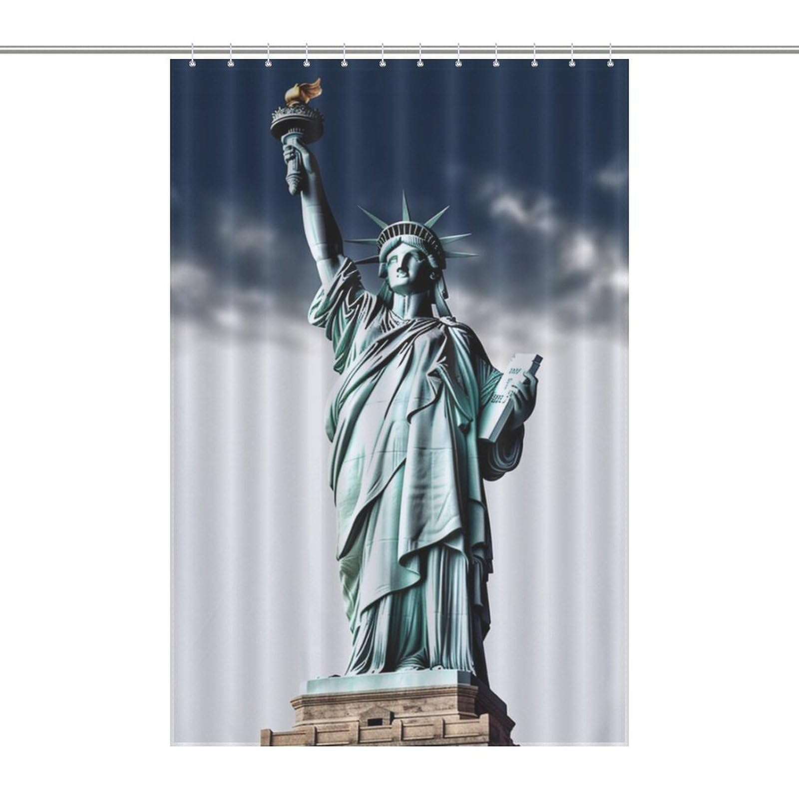 OURTEV Shower Curtains for Bathroom Decorative Bathroom Curtain Statue of Liberty Hotel Bath Curtain with Hooks Long Curtains for Bathroom Showers