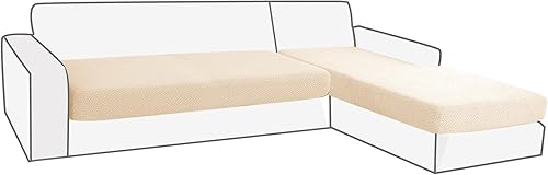 Jin Le Fundas elásticas de 1 pieza para sofá seccional izquierdoderecho en forma de L (diván, gris plateado) Jacquard lavable, fundas de asiento de