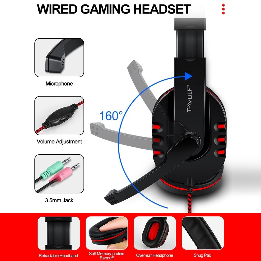 Hanzete TF800 Quattro Pezzi Gaming Combo Tastiera 104 Tasti Mouse Luce Respirante 4 colori Headset Gaming Tappetino per Mouse Antiscivolo