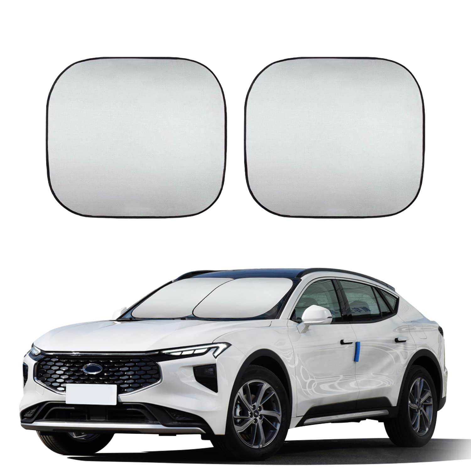 RnCop 2-Piece Car Windshield Sunshade - Foldable Front Window Sunshade for Most Sedans SUV Truck, Auto Sun Blocker Visor Protector for Sun Protection and Heat Insulation - Medium(71 x 79cm)