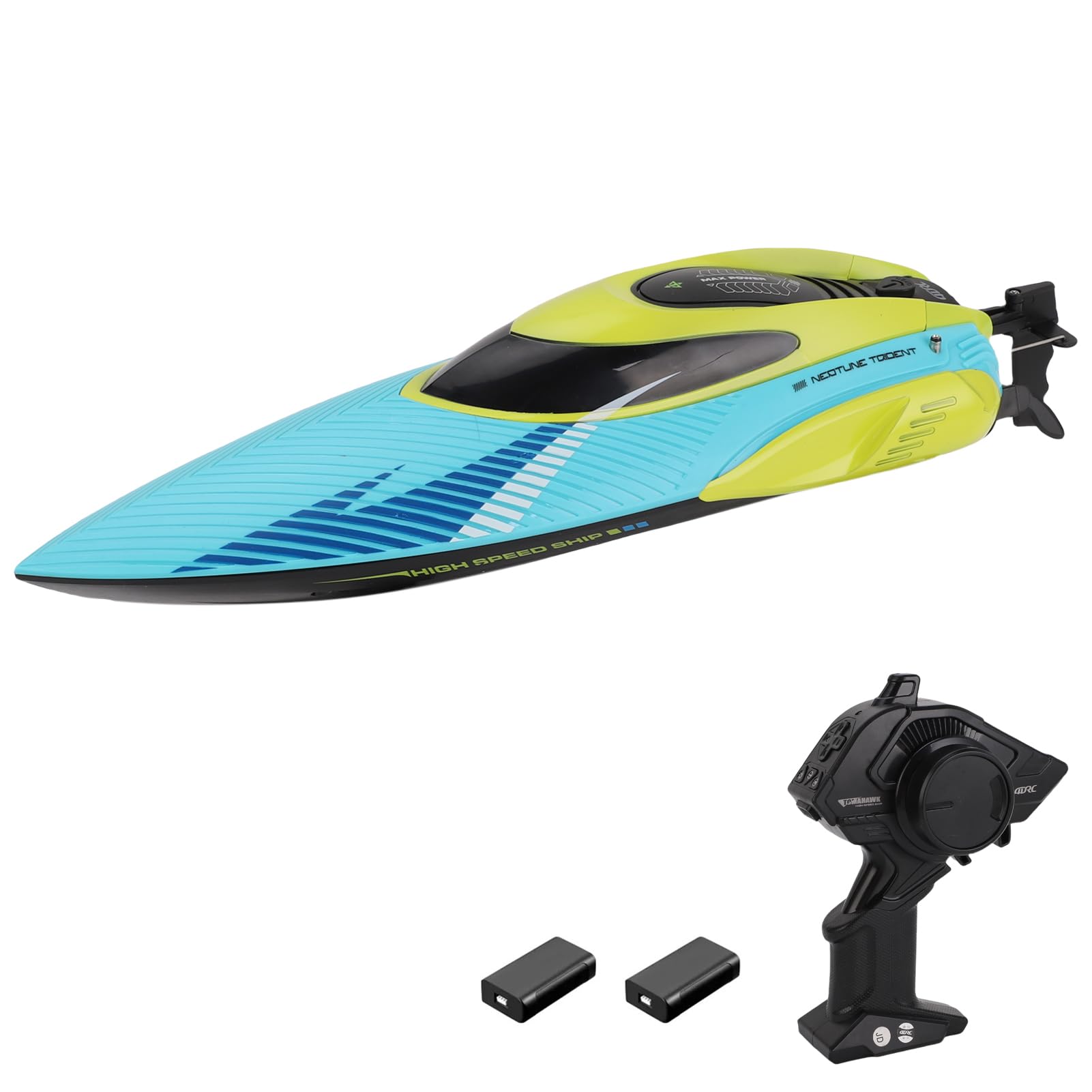 Ferngesteuertes Boot, 2,4 G 45 Km/h Hochgeschwindigkeits-RC-Schnellboot mit Kenter-Reset und LED-Licht, Elektroboot für und, 2 Batterien, Silber (Batterie)