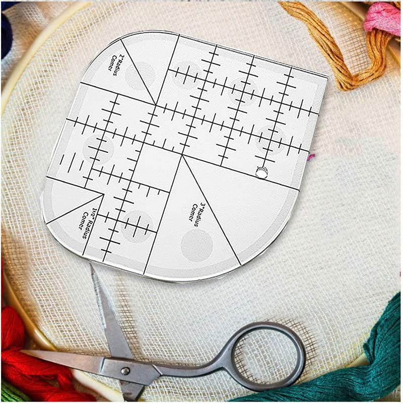 Règle de Coin Incurvée pour Couture, Règle de Coupe D'angle Incurvée en Acrylique pour Coins Arrondis sur Nappes, Courtepointes et Sets de Table, Règle de Couture pour, (Doré