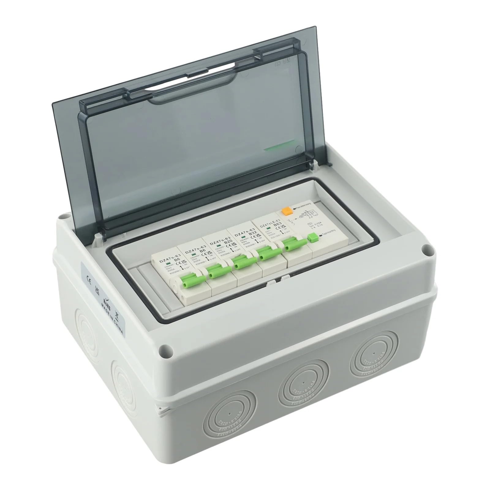 Cuadro Electrico Premontado,Caja De DistribucióN Caja de distribución Impermeable de 4 vías, disyuntores de protección contra Fugas, 63A, AC220V, 1 ud.