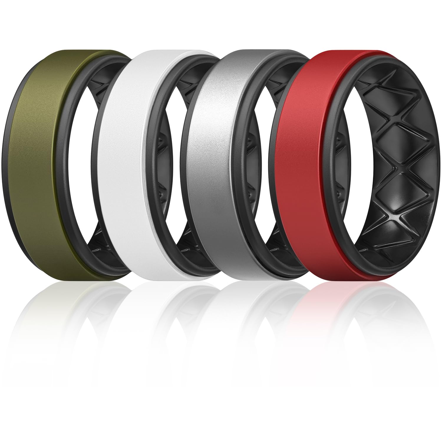 Egnaro Silicone Rings For Men 1/4/6 Multipack Of