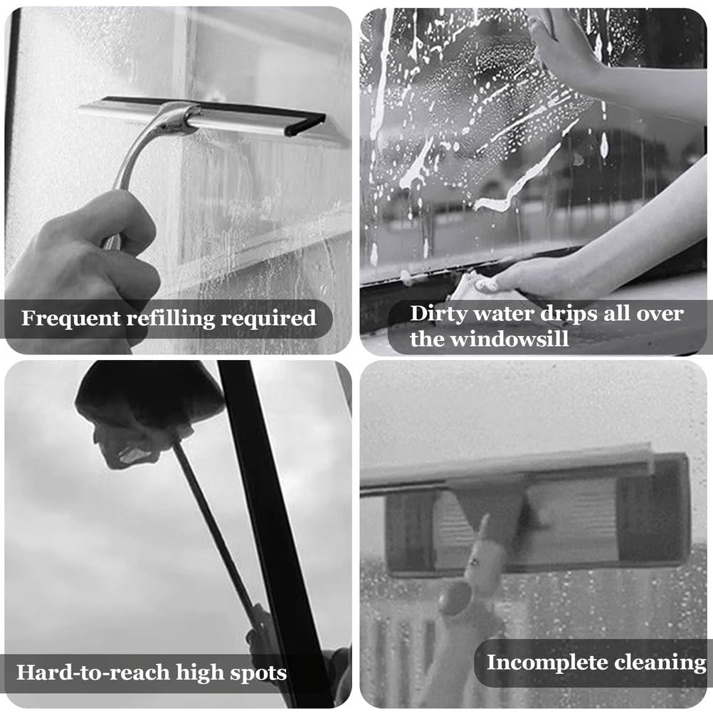 Limpiacristales Electrico Sin Cable | Autonomía 35 min, Depósito 150 ml, Boquillas, Botella Pulverizadora, con Paño de Microfibra