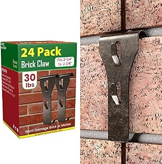 Brick Hook Clips (24 Pack) for Hanging Outdoors, Hangers Fits Standard Size Brick 2-1/4" to 2-3/8" in Height, Heavy Duty Brick Hanging Clips Wall Hangers for Hanging No Drill and Nails
