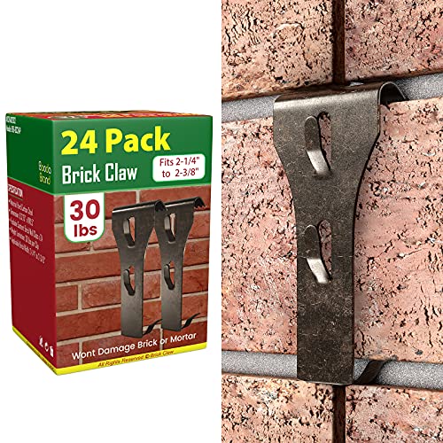 Ganchos de ladrillo (24 unidades) para colgar sin taladro, perchas de ladrillo para colgar en la pared al aire libre, interiores, resistentes ganchos de pared de ladrillo sin clavos, se adapta a