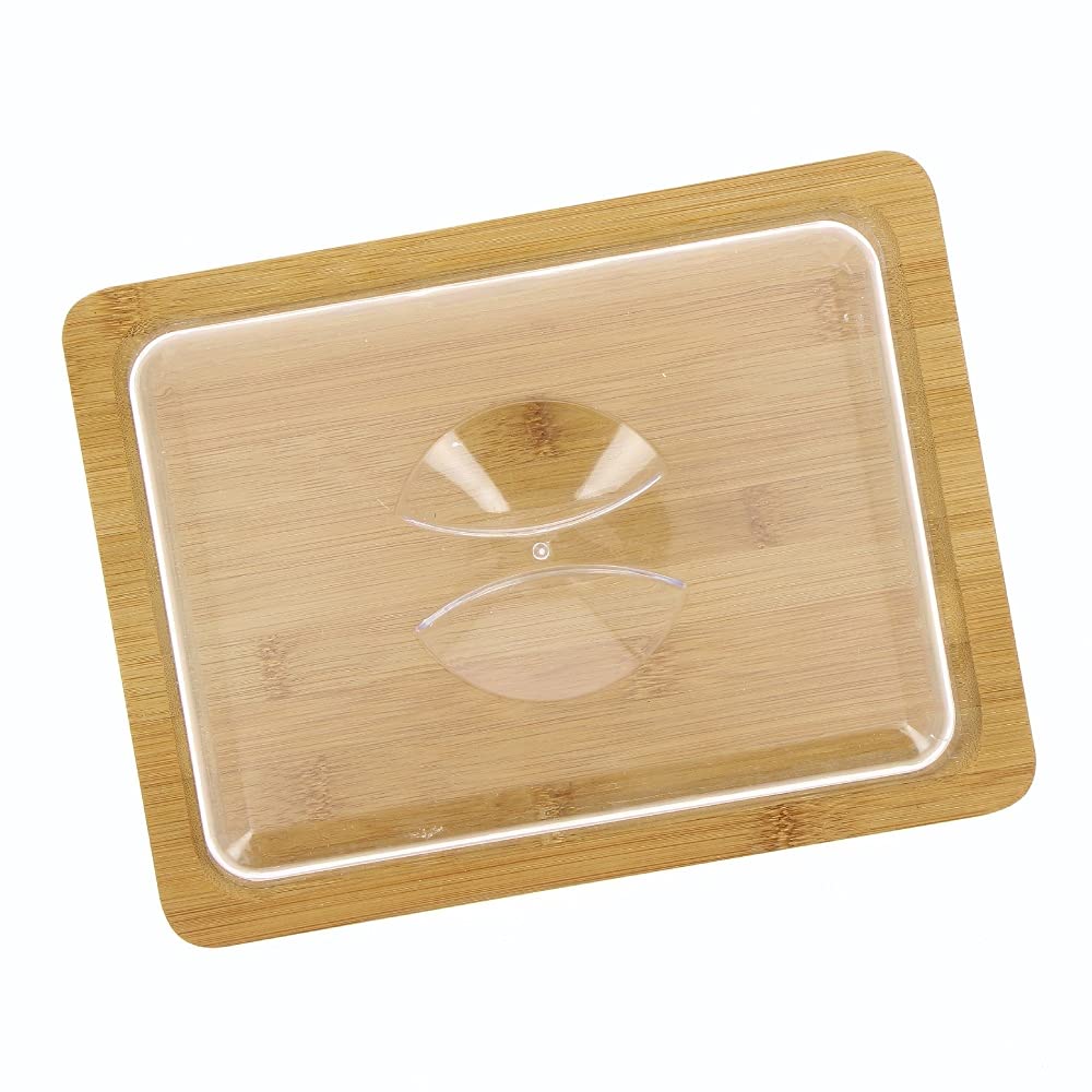Cloche à fromage en bambou avec plateau - Dimensions 25x19cm et de hauteur 7.5cm