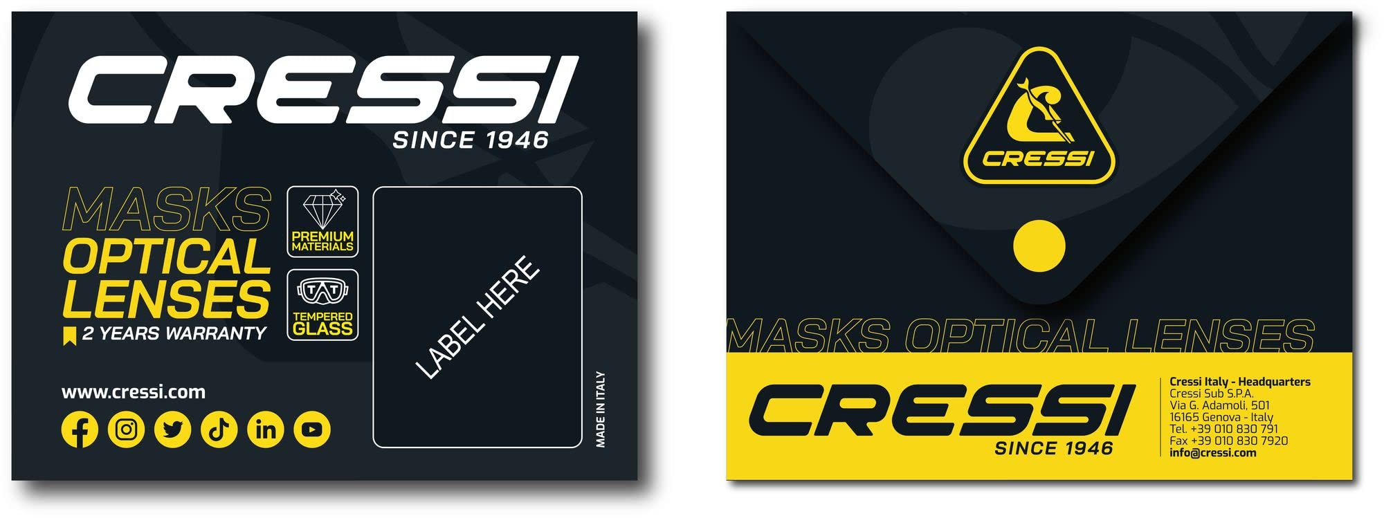 Cressi Negative optische Linse für Taucherbrille Big Eyes Evo Maske (Made in Italy) Transparent durchsichtig Size 5.5/SX
