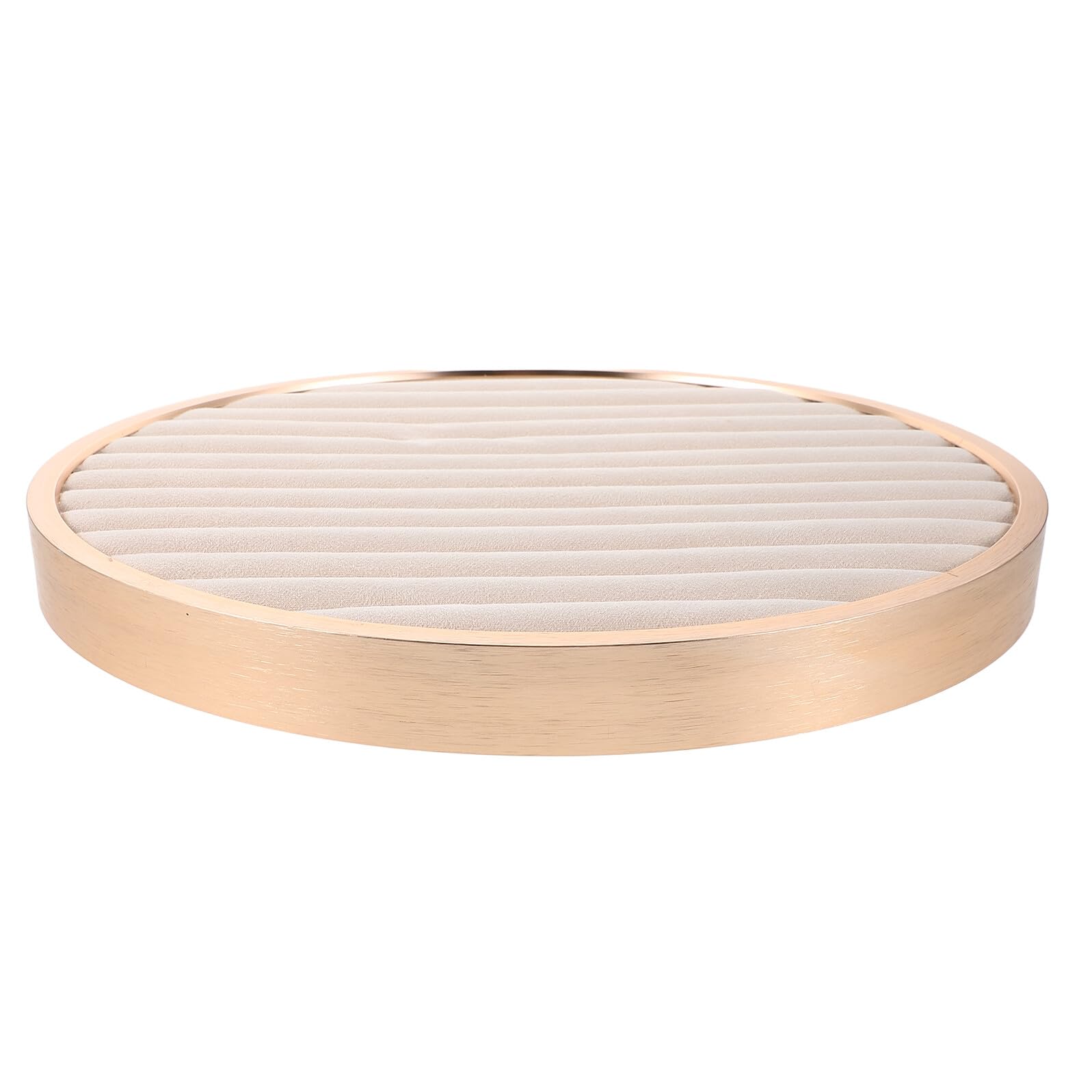 Vassoio Espositivo Gioielli Rotondo in Velluto Beige 11, 55 Pollici