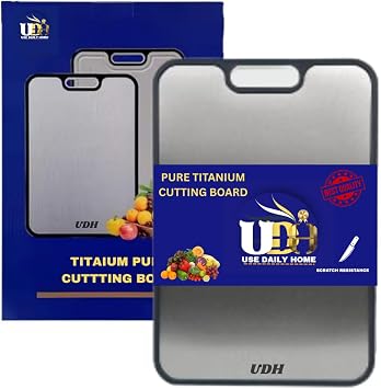 Pure Titanium Cutting Board Perfect for Kitchen, Double Sided Chopping Board with Juice Groove, Non-Slip, Dishwasher Safe, Large 15.8"x10.5", for Meat, Vegetables & Fruit