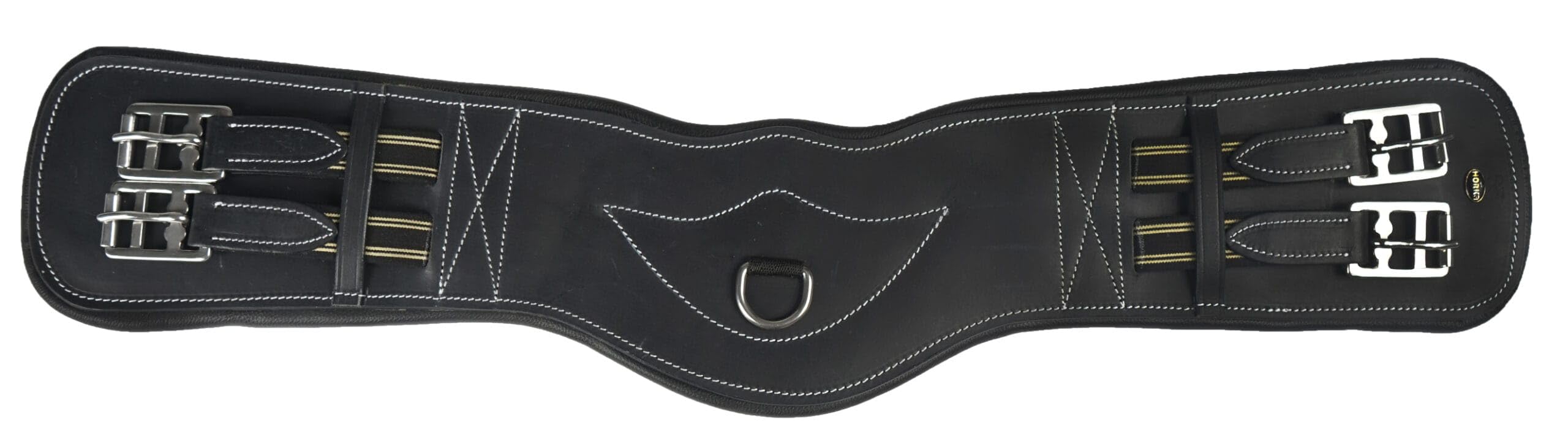 Horka Dressage – Cincha para equitación piel, negro/plata