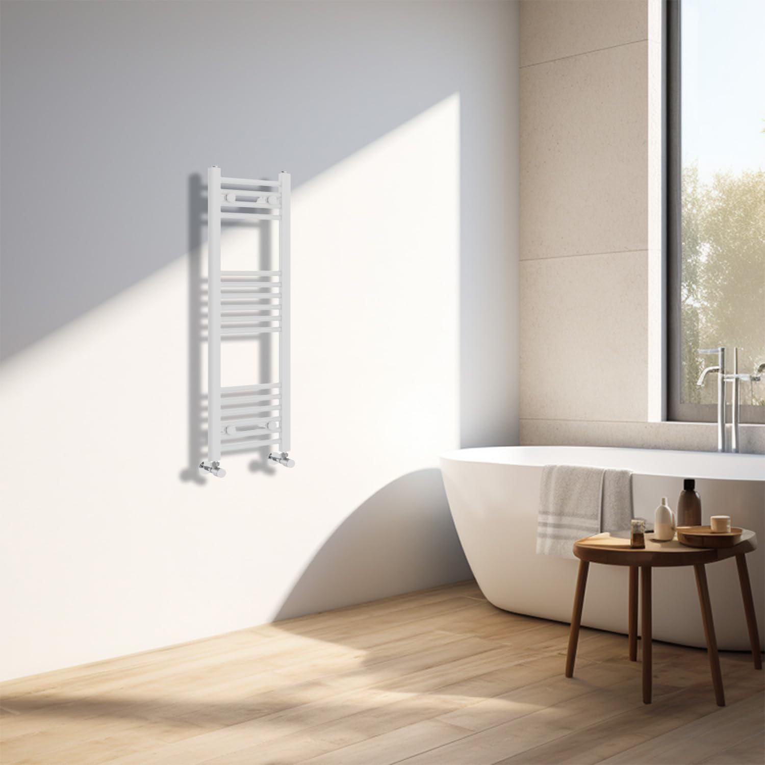 NRG White Heated Towel Rail Straight Designer Bathroom Radiator - 1000×300mm